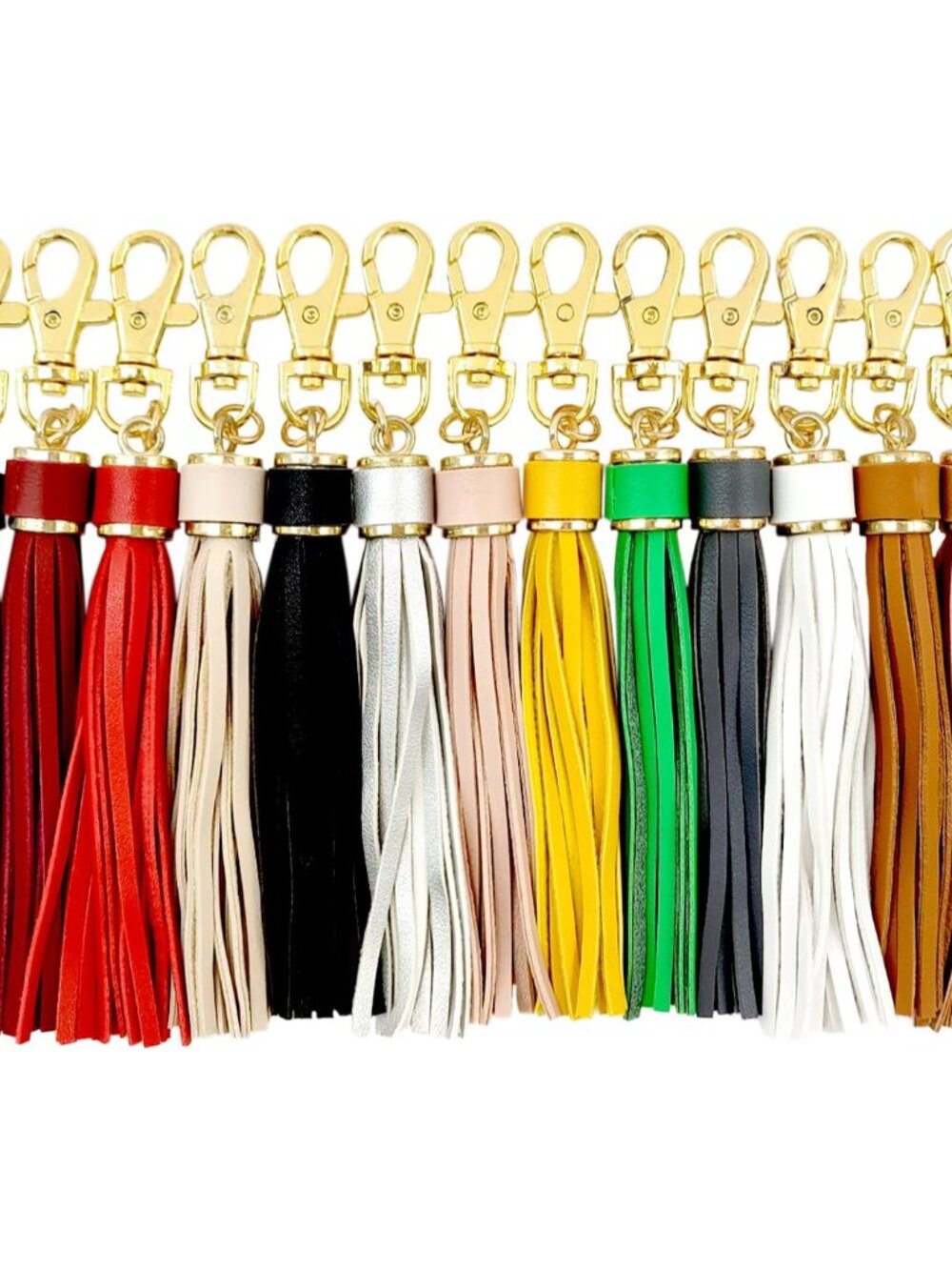 5.9" PU Leather Tassels 8pcs with Clasp for Handbag Keychain